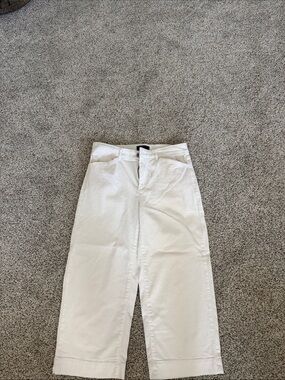 Talbots White Cropped Wide-Leg Trousers